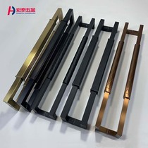 Glass Door Handle Titanium Gold Modern Hotel Club Door Handle Solid Wood With Frame Door Stainless Steel Big Door Handle Black