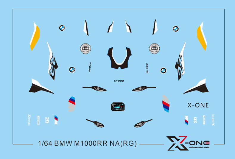 [in Stock - Water Decals] 64 Scale Bmw Motorcycle M1000Rr Na (Rg) Various Water Decals