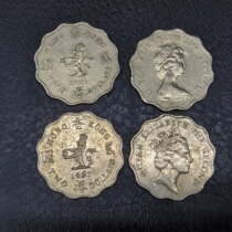 Hong Kong coins 1980s Hong Kong two-dollar flower-shaped coin corolla and high crown version set of 8 pieces