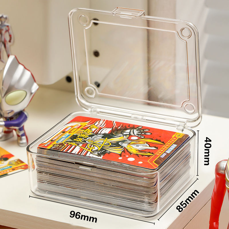 Small Card Storage Box Dust-Proof with Lid, Compartmentalized Transparent Acrylic Card Box, Yu-Gi-Oh! Ultraman Card Organizer Box