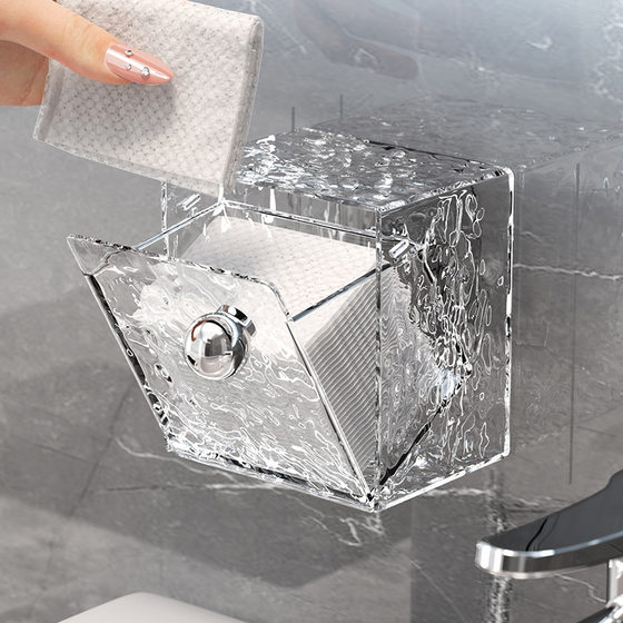 卫生间镜柜里收纳盒化妆棉洗脸巾整理盒壁挂透明棉签盒口红置物架