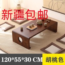 Xinjiang simple tatami tea table solid wood kang table bay window table small coffee table internet celebrity square table balcony book