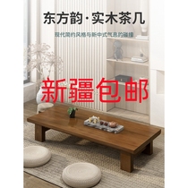 Xinjiang solid wood tatami tea table long floor table Japanese Zen table Northeast Kang table home new Chinese style