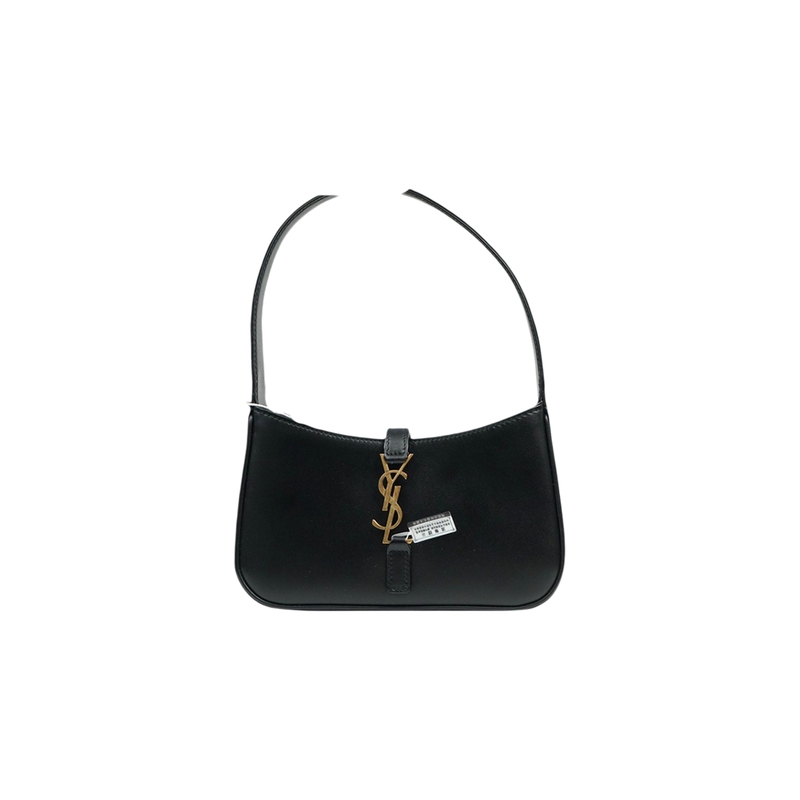 Brand New Ysl Saint Laurent Hobo Black and Gold Leather Mini Underarm Shoulder Bag