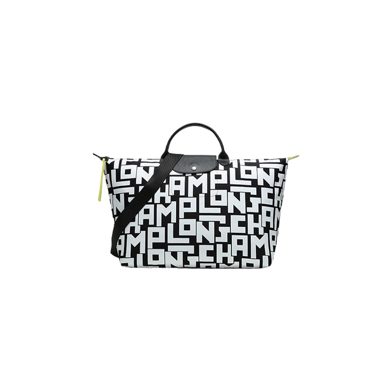 Longchamp Women's Fashionable Nylon Foldable Black and White Mother-Daughter Handbag Longchamp Women's Fashionable Nylon Foldable Black and White Mother-Daughter Handbag