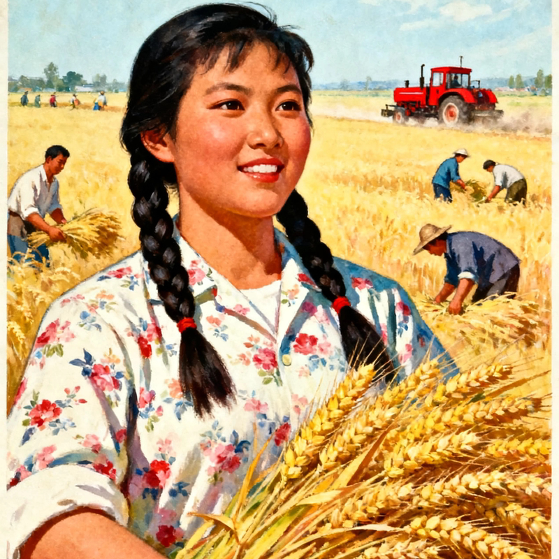 There Is Wealth in the Painting, Retro Nostalgic Poster 50607080, Old-Fashioned New Year Painting, 1950S Harvest Picture There Is Wealth in the Painting, Retro Nostalgic Poster 50607080, Old-Fashioned New Year Painting, 1950S Harvest Picture