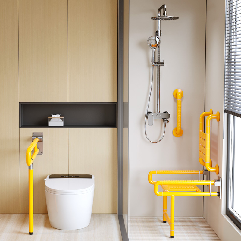 Barrier-Free Bathroom Toilet Handrails, Safety Handrails for the Elderly, Suitable for Aging-Friendly Renovations, Bathroom Folding Stool