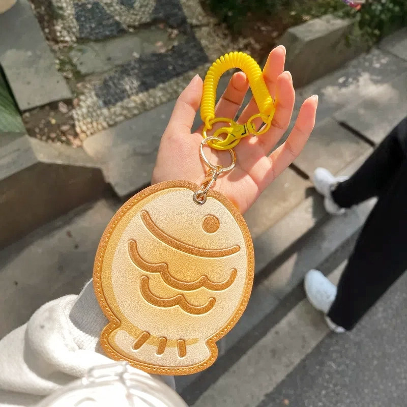 Taiyaki Rice Card Holder, College Student ID Card Protector, Anti-Loss Pendant, Cute and Creative New Cartoon Style