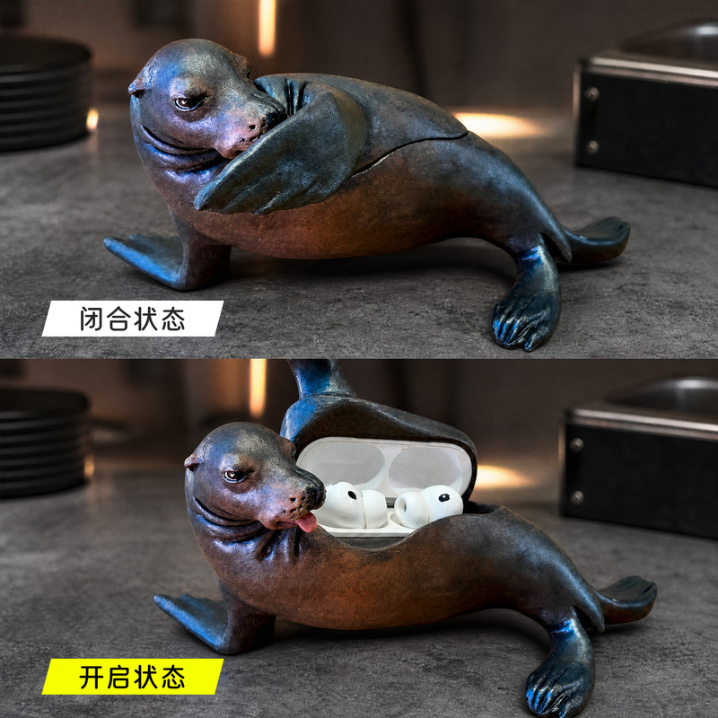 Sea Lion Earphone Case Protective Cover Creative Design Personalized Full-Cover Gift Idea Creative Gift Item Apple Hard Shell 3D Cute Earphone Protective Cover