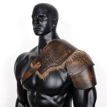 New Medieval Layered Leather Shoulder Armor Knight Black Shoulder Armor with Adjustable Straps Cosplay Clothing Accessories