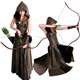 Medieval Ebay Front-Tie Five-Yard Sleeveless Hooded Long Leather Skirt Cosplay Hooded Leather Long Dress