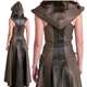 Medieval Ebay Front-Tie Five-Yard Sleeveless Hooded Long Leather Skirt Cosplay Hooded Leather Long Dress