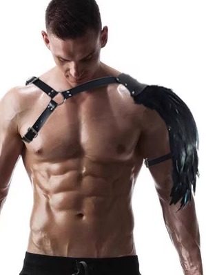 Retro Medieval Feather Leather Shoulder Armor Viking Harness Halloween Role-Playing Knight Shoulder Armor