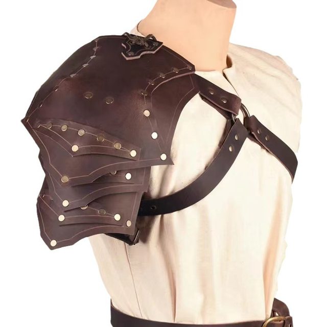 European and American Medieval Viking Renaissance Cosplay Shoulder Armor Viking Knight Leather Shoulder Pads Leather Belt Shoulder Armor