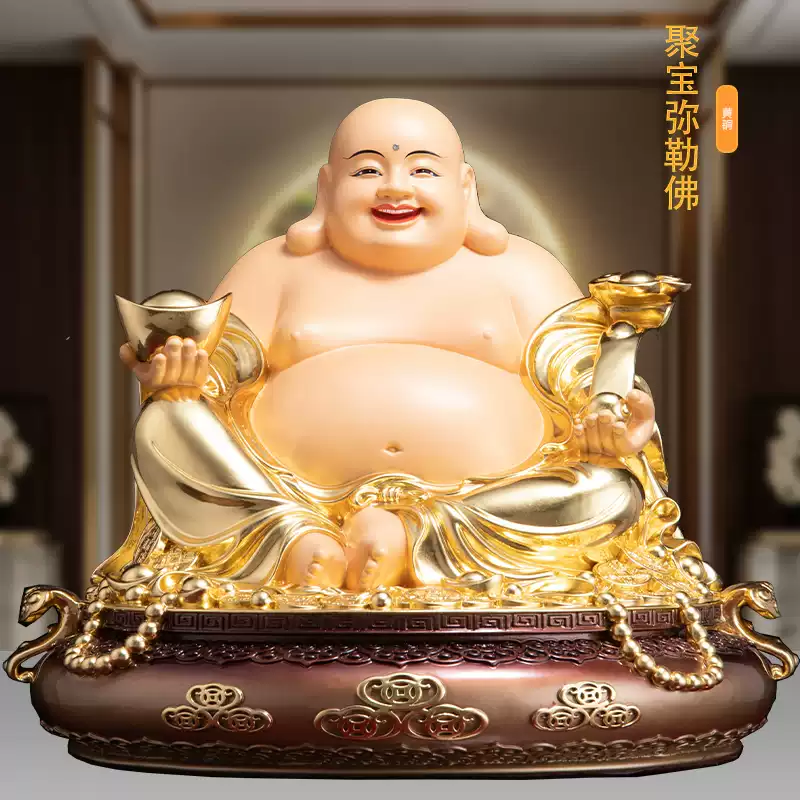 纯铜弥勒佛菩萨大肚笑佛招财摆件开心笑佛像笑佛弥勒佛像摆件家用-淘宝