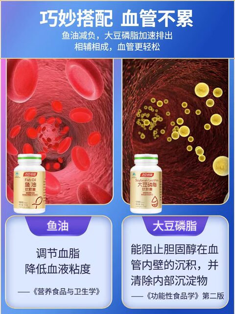 Tomson By-Health Deep Sea Fish Oil Soft Capsules Genuine Fish Liver Oil for Middle-Aged and Elderly People with Soy Lecithin