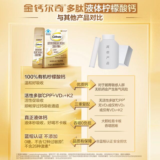 Golden Calcium Calcium Zinc Vitamin D Vitamin K Oral Liquid for Adults, Middle-Aged and Elderly Men and Women Liquid Calcium (Lemon Flavor)