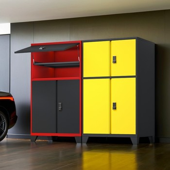 Garage storage cabinet underground parking space cabinet password lock fishing gear cabinet thickened storage iron cabinet heavy tool cabinet