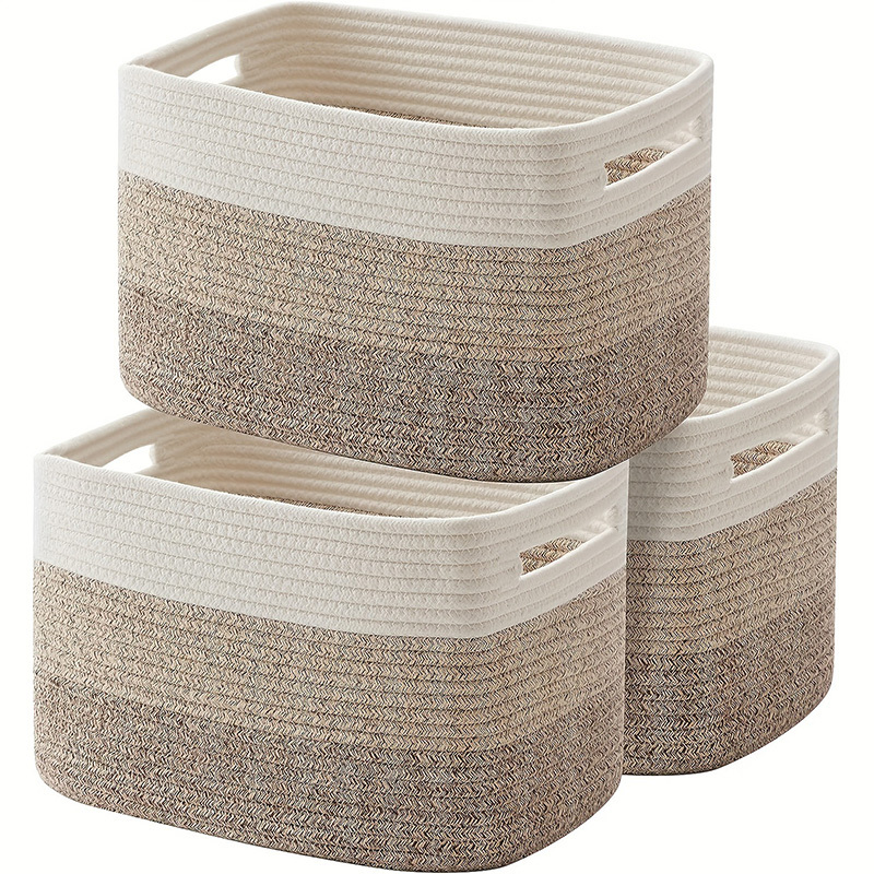 Japanese Imported Grid Storage Basket Cotton Woven Desktop Organizer for Books, Toys, Underwear, and Socks Japanese Imported Grid Storage Basket Cotton Woven Desktop Organizer for Books, Toys, Underwear, and Socks