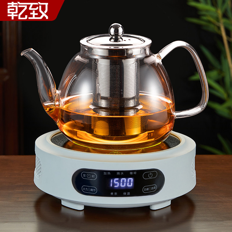Household high temperature resistant thickened large-capacity glass teapot black crystal stove for boiling water and tea filter tea set
