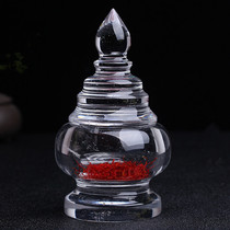Natural small white crystal stupa ornaments pagoda storage stupa bottle Gawu box Bodhi pagoda