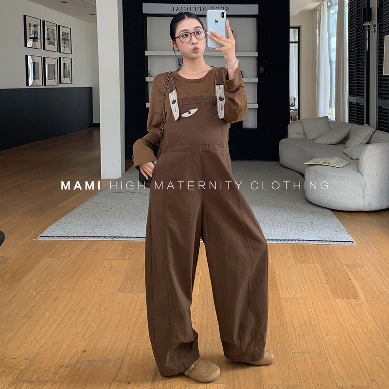 Mami High-End Maternity Overalls Spring and Autumn 2026 New Casual Versatile Long-Sleeve Top Loose Maternity Outfit Set Mami High-End Maternity Overalls Spring and Autumn 2026 New Casual Versatile Long-Sleeve Top Loose Maternity Outfit Set