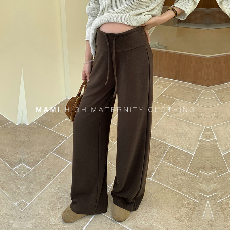 Maternity Wide-Leg Pants Spring and Autumn 2026 New Soft and Slimming Knit Top Outerwear Plus Size Drapey Floor-Length Pants Set Maternity Wide-Leg Pants Spring and Autumn 2026 New Soft and Slimming Knit Top Outerwear Plus Size Drapey Floor-Length Pants Set