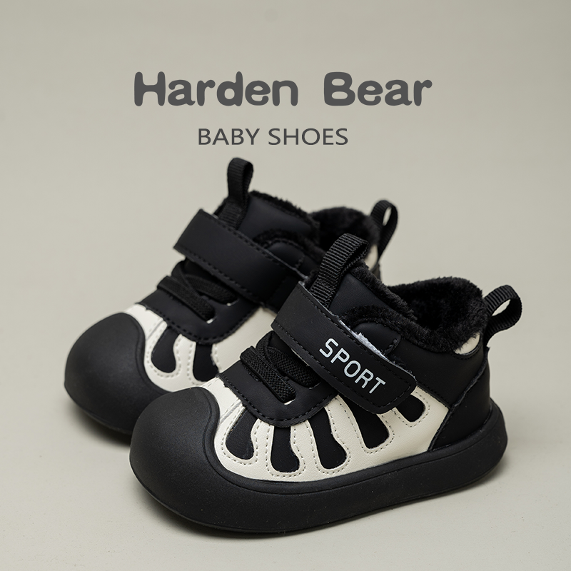 Детская обувь Harden bear для малышей; детская обувь для мальчиков на мягкой подошве; зимняя функциональная обувь; детская обувь из бархата; детская хлопчатобумажная обувь для девочек