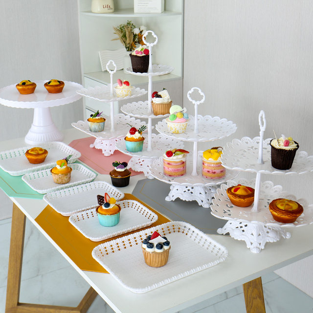 Dessert table cake display stand plastic birthday arrangement multi-layer dessert stand display cold food tea break ຖາດ cake ຂະຫນາດນ້ອຍ