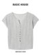 Basichouse Korean Baijiahao Short-Sleeved Women's Summer New Simple Thin High-End Versatile Hollow Knit Top
