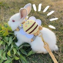 Rabbit traction rope I-shaped adjustable anti-breakaway pet bunny harness special rope for dwarf rabbits to go out