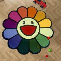 New Colorful Flower Round Embroidered Carpet Modern Simple B