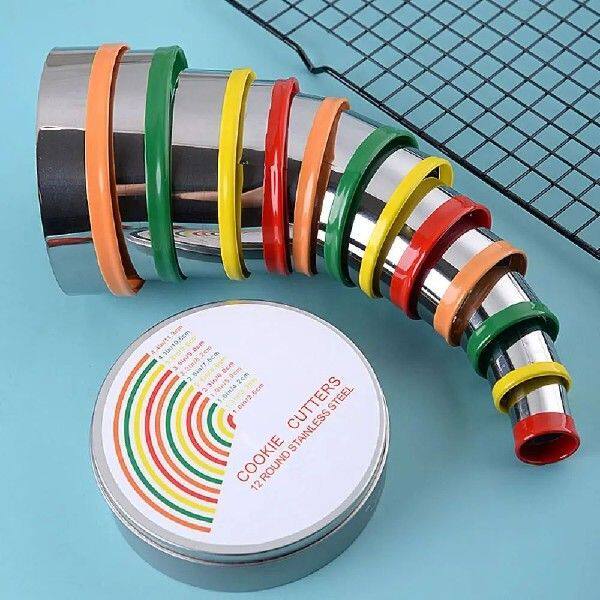 Co Cutter 12pcs/set Multifunctional Round Cookie Cutter Stainless
