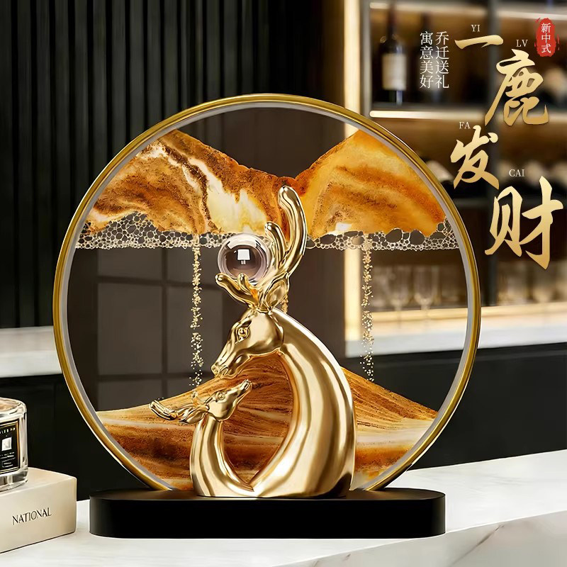 Высококачественная роспись по зыбучим пескам Yilu fortune decoration 2026 новая светлая роскошная гостиная с телевизором, винный шкаф, высококачественное украшение