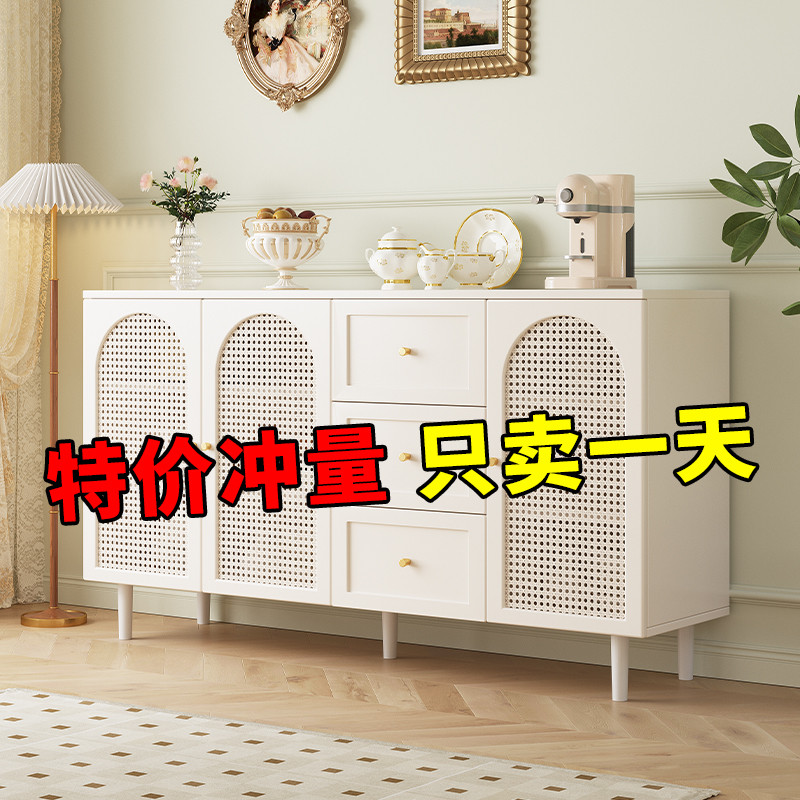 Dining Side Cabinet Modern Minimalist style Rack Small Family Type Bucket Cabinet Vine chic solid wood Kitchen Cupboard Light Lavish Locker-Taobao