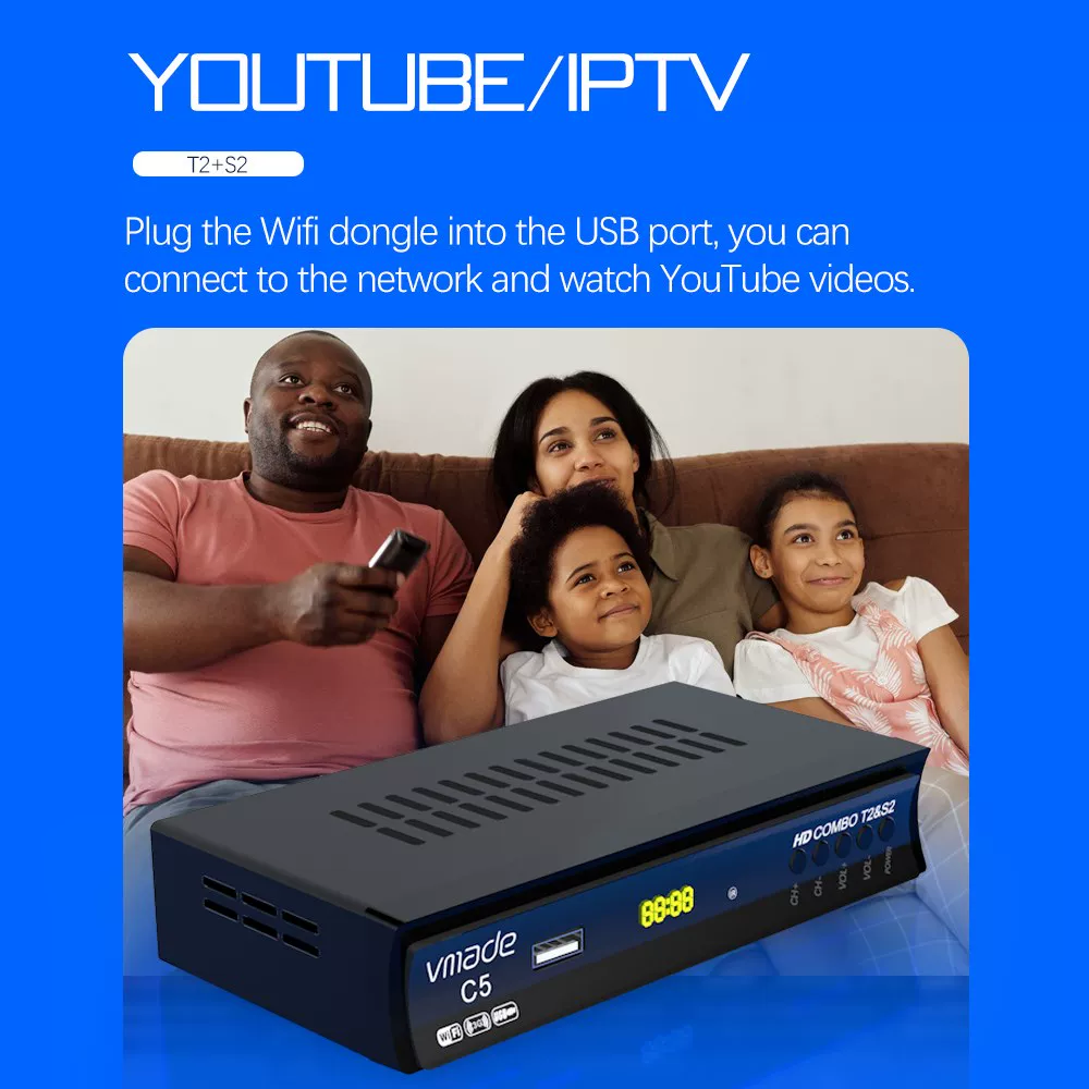 Vmade Full HD 1080P H.264 цифровой ТВ тюнер DVB-T2 DVB-S2 ко-