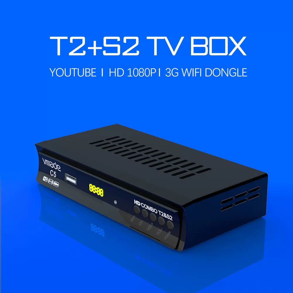 Vmade Full HD 1080P H.264 цифровой ТВ тюнер DVB-T2 DVB-S2 ко-