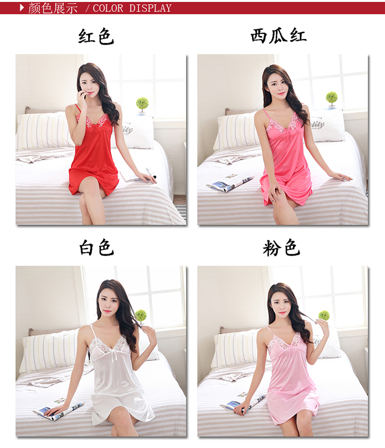 Hàng ngày đặc biệt mùa hè phụ nữ băng lụa sling sexy nightdress v- cổ váy ngắn đồ ngủ nhà dịch vụ phụ nữ nightdress