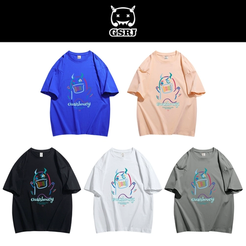 怪兽日记 Хлопковая брендовая футболка подходит для мужчин и женщин для влюбленных, коллекция 2023, в американском стиле