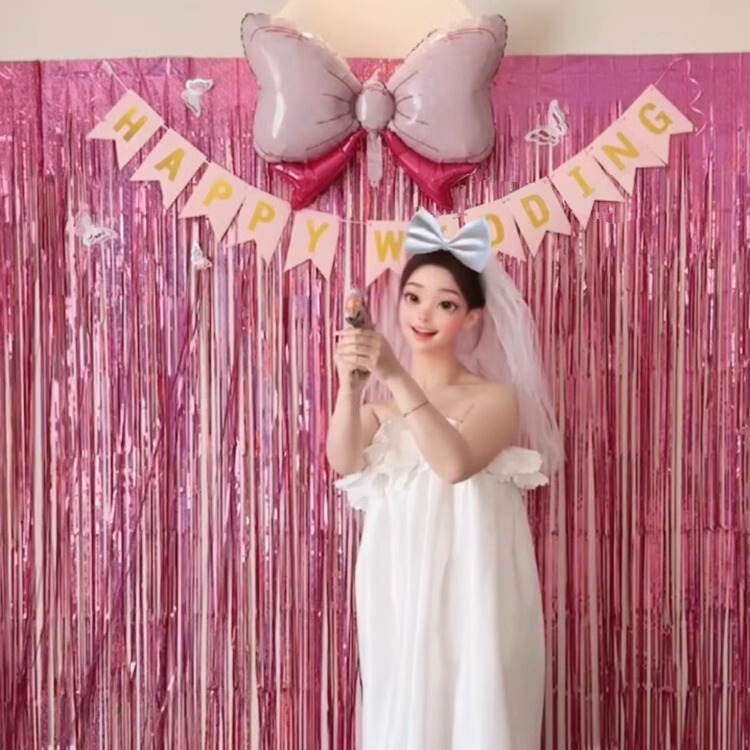 Wedding Room Decoration Set, Rain Curtain, Garland, Balloons, Dressing Gown, Photo Background Wall, Barbie Style, Same as on Xiaohongshu