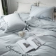 ins trắng đơn giản rửa sạch bông denim thêu Chaorou khỏa thân nơ giường rắn giường ngủ 1,8 giường - Bộ đồ giường bốn mảnh