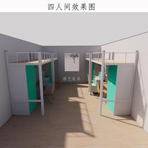 Steel frame one-person apartment bed mid-step ladder conjoined dormitory elevated bed single bed table set iron frame bed