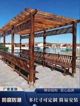 Anticorrosive wood grape trellis courtyard gallery pavilion garden gallery pavilion rest pavilion design imitation wood grain rose hexagon