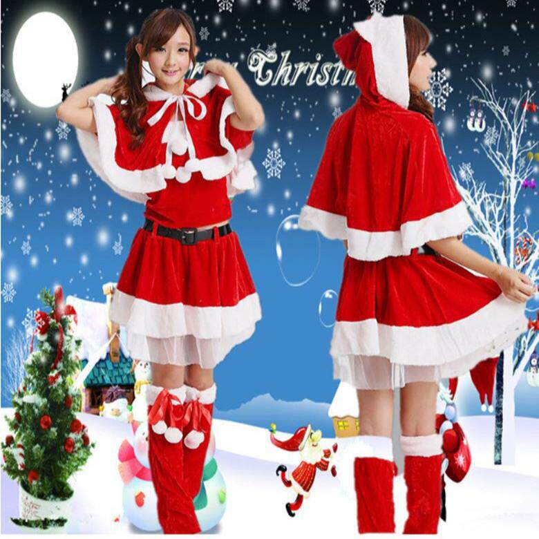 ヨーロッパやアメリカのクリスマス衣装、プラスサイズの赤いパフォーマンス衣装、大人の女性向けのセクシーなサンタクロースパーティー衣装セット。