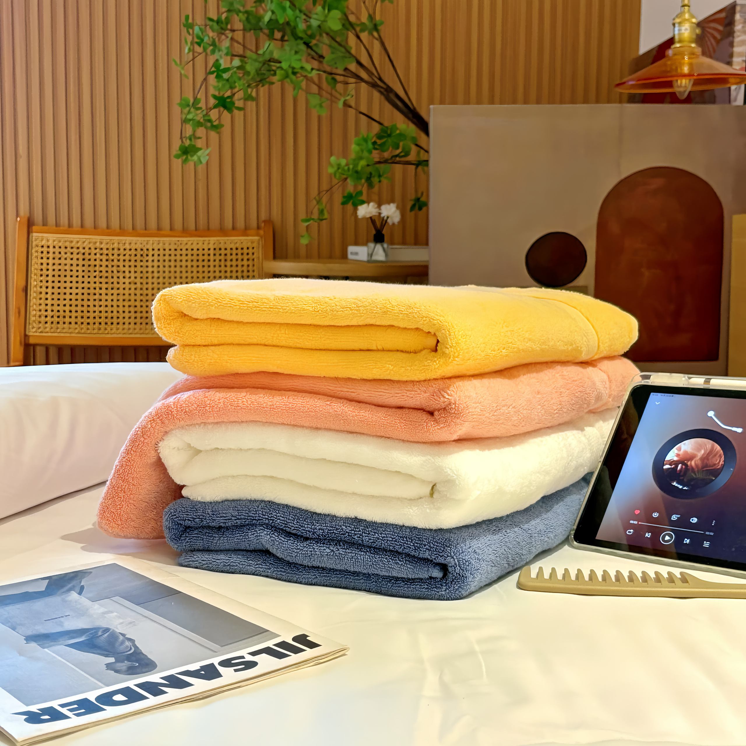 Beizhu バスタオル 32本撚り コットン バスタオル 2024年新作 厚手 高級 男女兼用 家庭用 お風呂 大人用 ラップ 吸水性