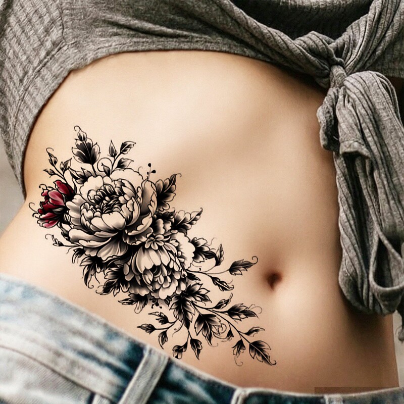 8 Pieces of Colorful Tattoo Stickers for Women, Waterproof, Long-Lasting, High-End Feel, Lower Abdomen Scar Cover, Sexy and Artistic Temporary Tattoo Stickers