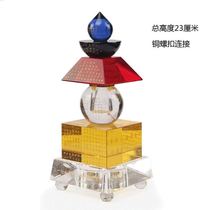 Medium-sized colorful crystal relic stupa five-wheeled stupa matching crystal base copper buckle spiral interface sealed Buddhist utensils