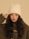 Wool Off-White College-Style Knitted Beanie for Women, Winter Warm Thickened Ear-Protecting Slouchy Hat