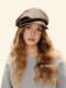 American Retro Street Style Pleated Pu Leather Beret for Women, Autumn and Winter Stylish Coffee-Colored Cloud Painter Hat