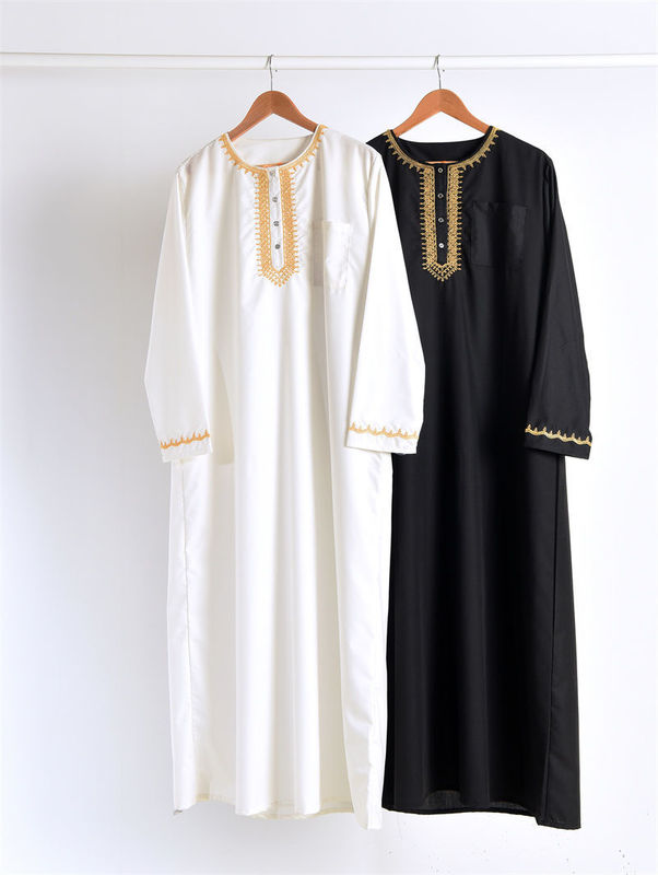 New Hui Ethnic Traditional Clothing Men's Embroidered Robe Royal Robe Summer Large Size White Robe for Men